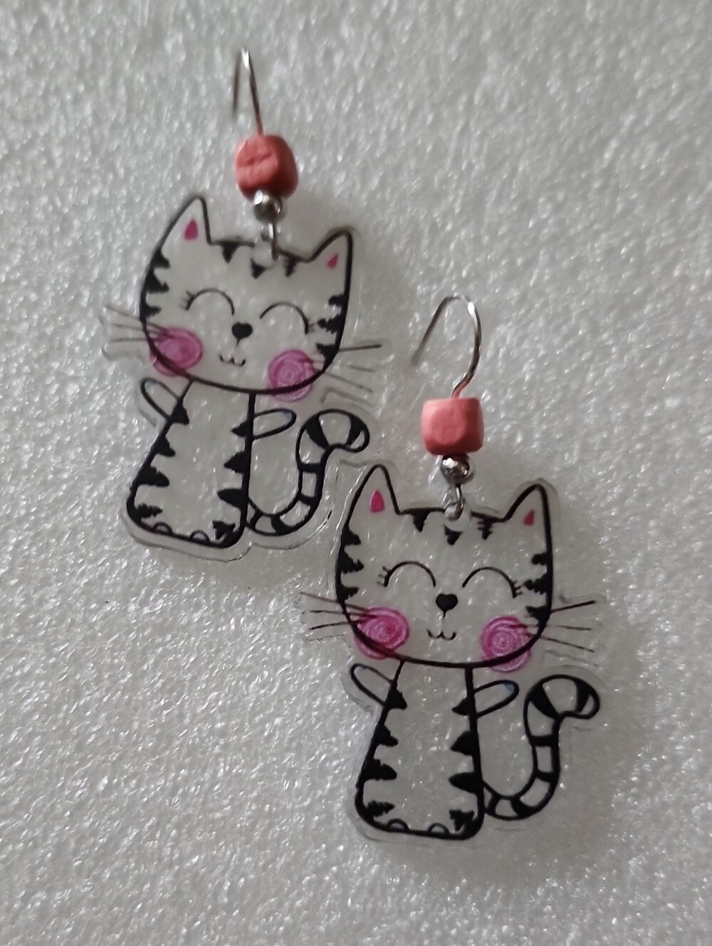 Cute Pink Cheek Cat Earrings for Cats Lovers